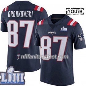 Lasten New England Patriots NFL Pelipaita Rob Gronkowski 87 Nike Sininen 2019 Super Bowl LIII